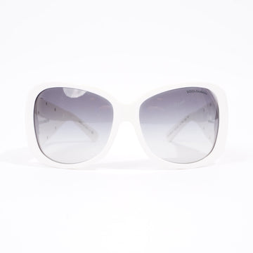 Dolce & Gabbana Womens Oversized Crystals Detail Sunglasses White Acetate 130