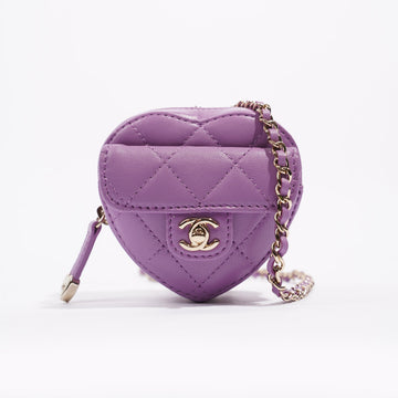 Chanel Womens Heart Bag 22s Purple Micro