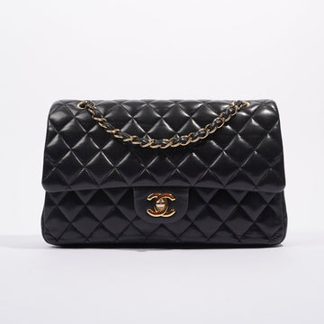 Chanel Womens Classic Lambskin Flap Black Medium