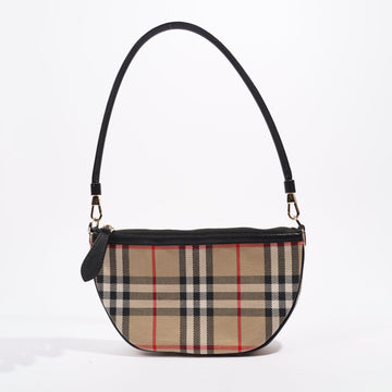 Burberry Womens Vintage Check Olympia Pouch Beige / Black / Red