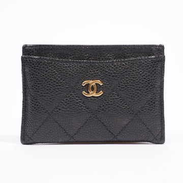 Chanel Womens Card Wallet Black Caviar