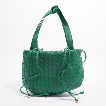 Bottega Veneta Womens Intrecciato Bulb Top-Handle Bag Green Small