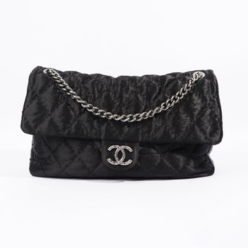 Chanel Satin Single Flap Bag Black Small XXL