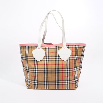 Burberry Womens The Giant Reversible Tote Beige / Pink / Red