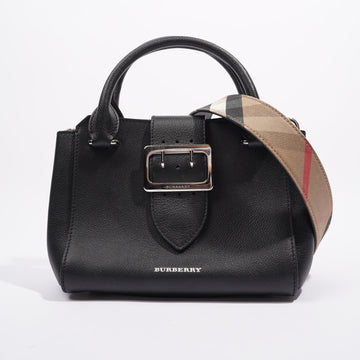 Burberry Womens Buckle Tote Bag Black Leather