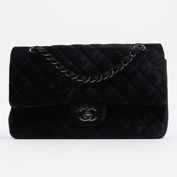 Chanel Womens Classic Flap Black Velvet Medium