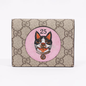 Gucci Womens Bosco Patch Card Case Beige / Pink