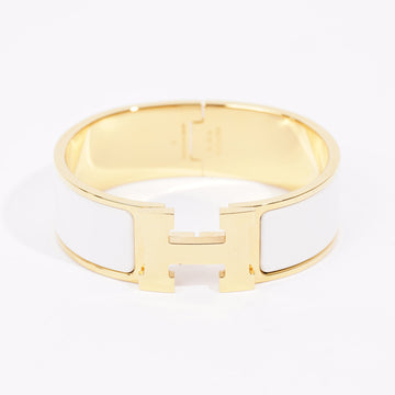 Hermes Womens Clic Clac H Bracelet Gold / White