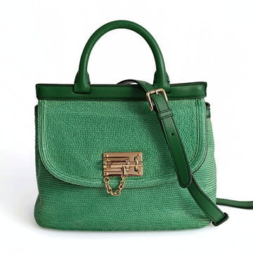 DOLCE & GABBANA Dolce & Gabbana Dolce & Gabbana Sicily shoulder bag in green raffia and leather