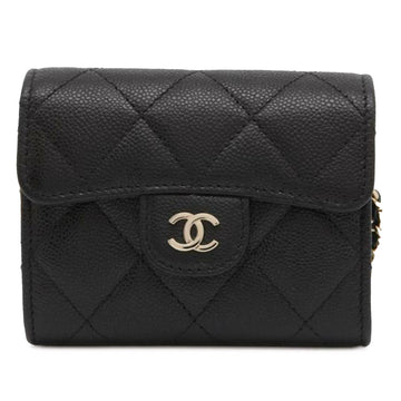 CHANEL CC Quilted Caviar Flap Card Holder On Chain Crossbody Bag