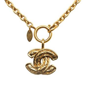 CHANEL CC Quilted Pendant Necklace Costume Necklace