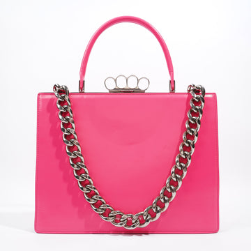 Alexander McQueen Four Ring Top Handle Neon Pink Leather