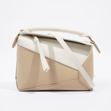 Loewe Puzzle Bag Beige / White Calfskin Leather Mini