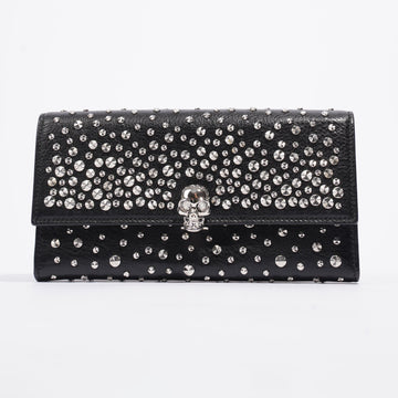 Alexander McQueen Studded Continental Wallet Black / Silver Studs Leather
