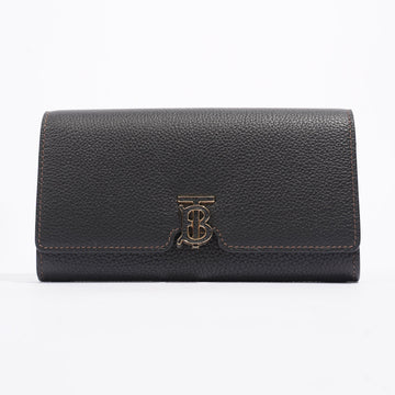 Burberry TB Continental Wallet Black Grained Leather