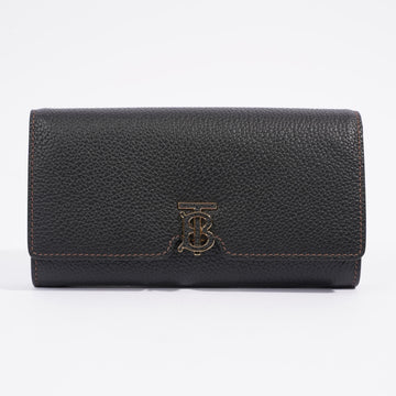 Burberry TB Continental Wallet Black Grained Leather