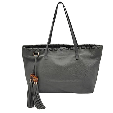 GUCCI Gucci Gucci Shopper Tote Bamboo bag in gray leather