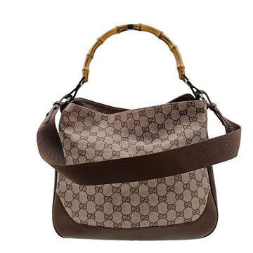 GUCCI Gucci Gucci Bamboo shoulder bag in monogram canvas and leather