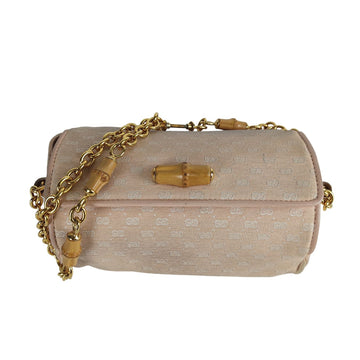 GUCCI Gucci Gucci vintage Bamboo shoulder bag in pink GG canvas