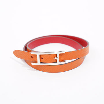 Hermes Behapi Double Tour Bracelet Orange / Red Calfskin Leather