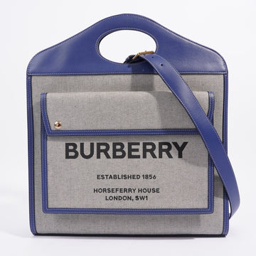 Burberry Pocket Bag Blue Canvas Medium