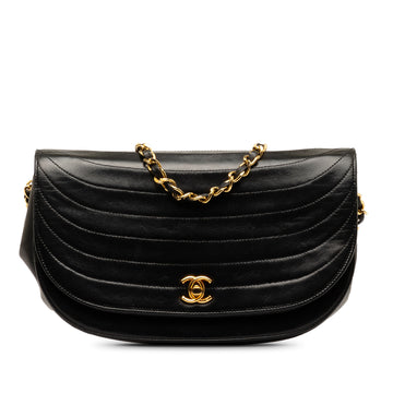 CHANEL Half Moon Quilted Lambskin Leather Flap Bag