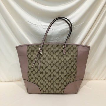 Gucci Pink Brown GG Leather Canvas Tote Sku# 71377