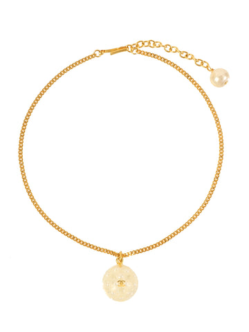 CHANEL 2000 Made Pearl Ball Motif Cc Mark Necklace Gold/Clear/White