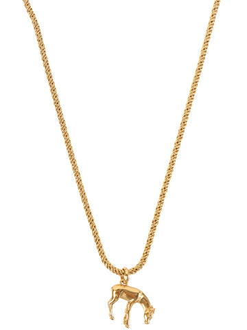 CHANEL 2002 Made Bambi Motif Necklace Gold