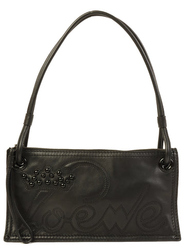 LOEWE Crown Logo Stitch Shoulder Bag Black