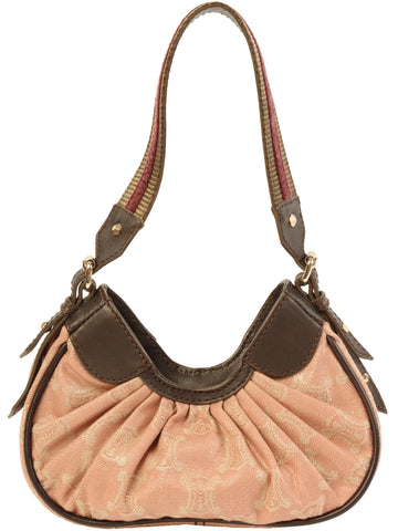CELINE Paris Macadam Pattern Top Handle Bag Pink/Brown