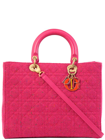 DIOR Tweed Lady  2Way Bag L Pink/Multi