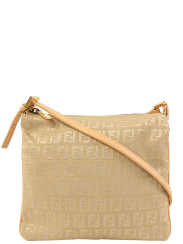 FENDI Ff Zucchino Pattern Shoulder Bag Beige