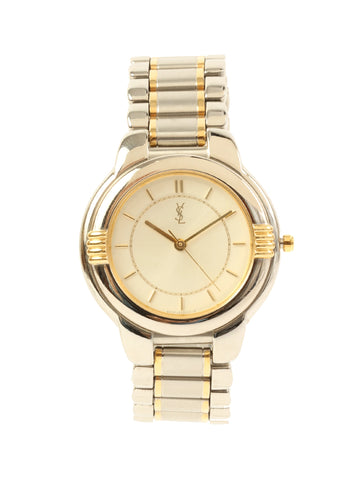 YVES SAINT LAURENT Round Face Combination Watch Silver/Gold