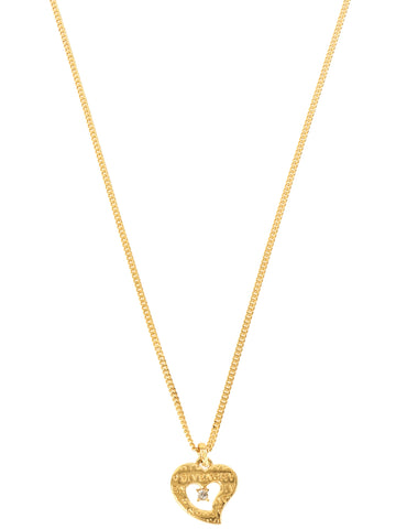GIVENCHY Rhinestone Heart Logo Cutout Necklace Gold