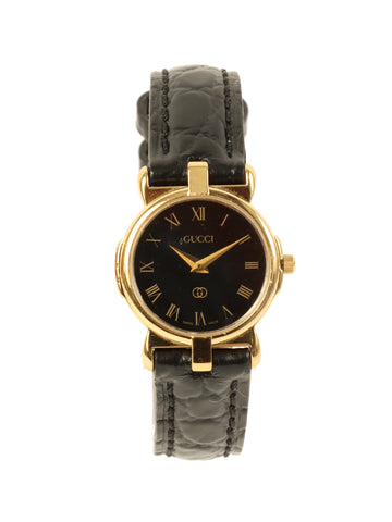 GUCCI Round Face Watch Gold/Black