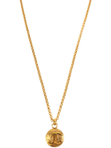 CHANEL 1994 Made Round Cc Mark Necklace Gold