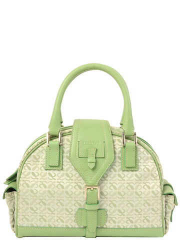 LOEWE Anagram Pattern Logo Embossed Top Handle Bag Lime Green