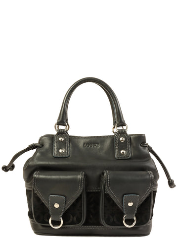 LOEWE Anagram Pattern Leather Combination Top Handle Bag Grey/Black