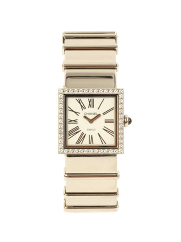 CHANEL Diamond Mademoiselle Watch Silver/White