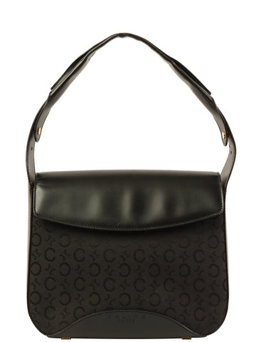 CELINE C Macadam Pattern Shoulder Bag Black