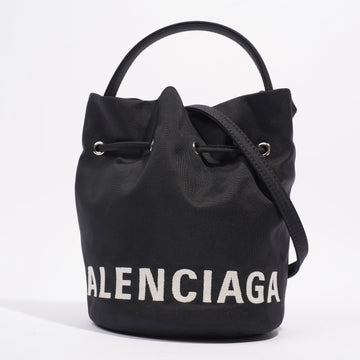 Balenciaga Wheel Bucket Bag Black / White Nylon