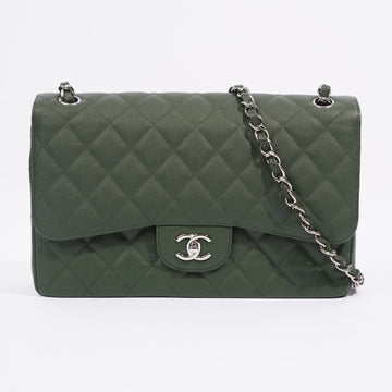 Chanel Classic Flap Green Caviar Leather Large