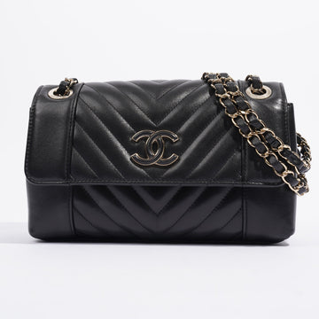 Chanel Chevron Classic Flap Black Leather