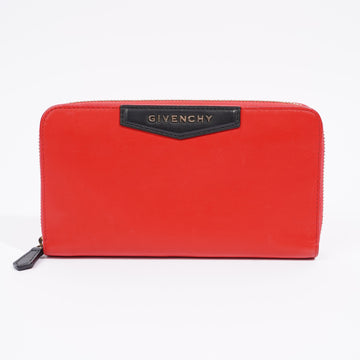 Givenchy Zip Around Wallet Red / Black Leather