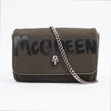 Alexander McQueen Graffiti-Logo Bag Khaki Re Nylon