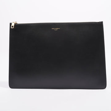 Dolce and Gabbana Zip Pouch Black Leather OS