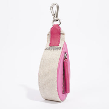 Jacquemus Coin Pouch Key Chain Pink / Beige Leather Pouch
