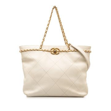 CHANEL Quilted Calfskin CC Lock Chain Shopping Tote Satchel