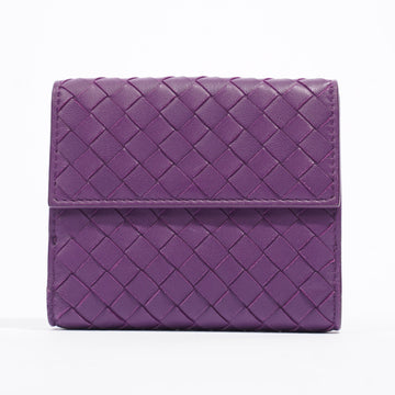 Bottega Veneta Bi Fold Wallet Purple Leather